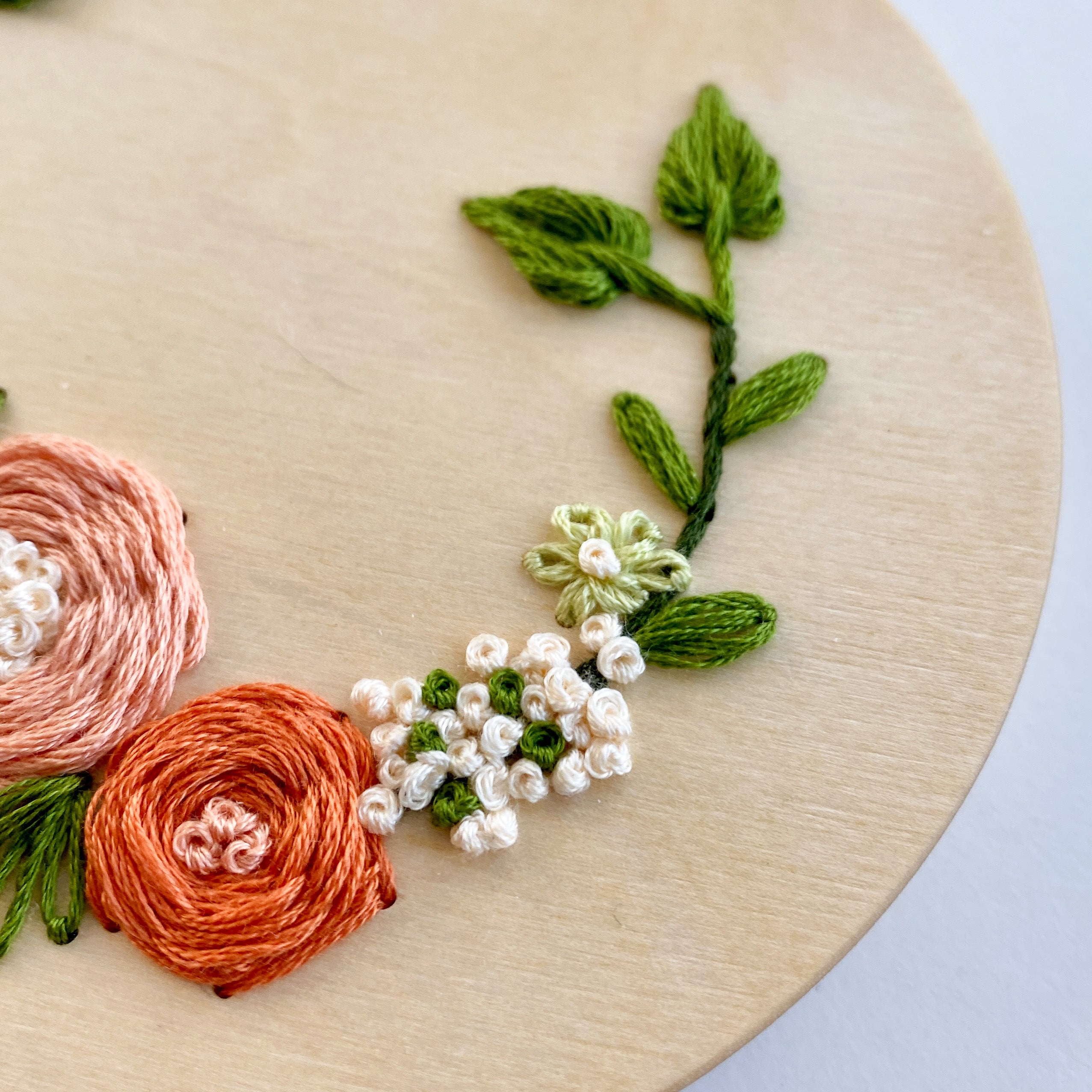 Wood Embroidery Perforated Disc: "Spring Flowers"  (Intermediate)