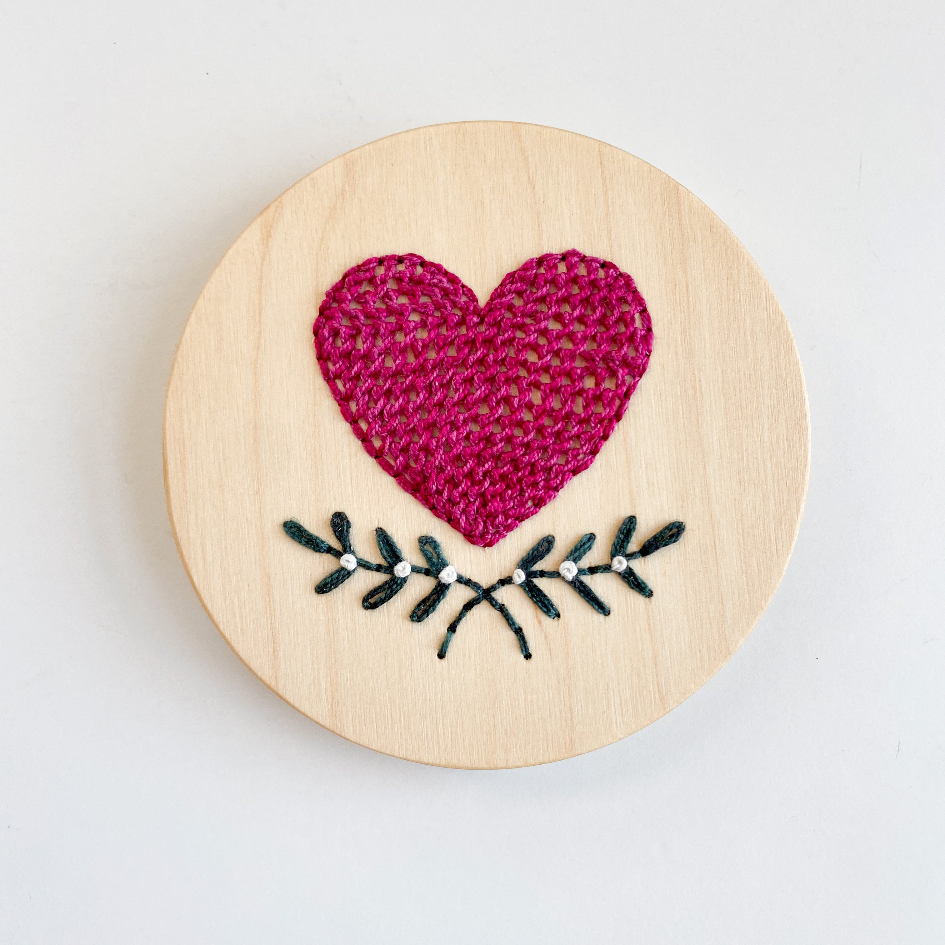 Wood Embroidery Perforated Disc: "Heart"