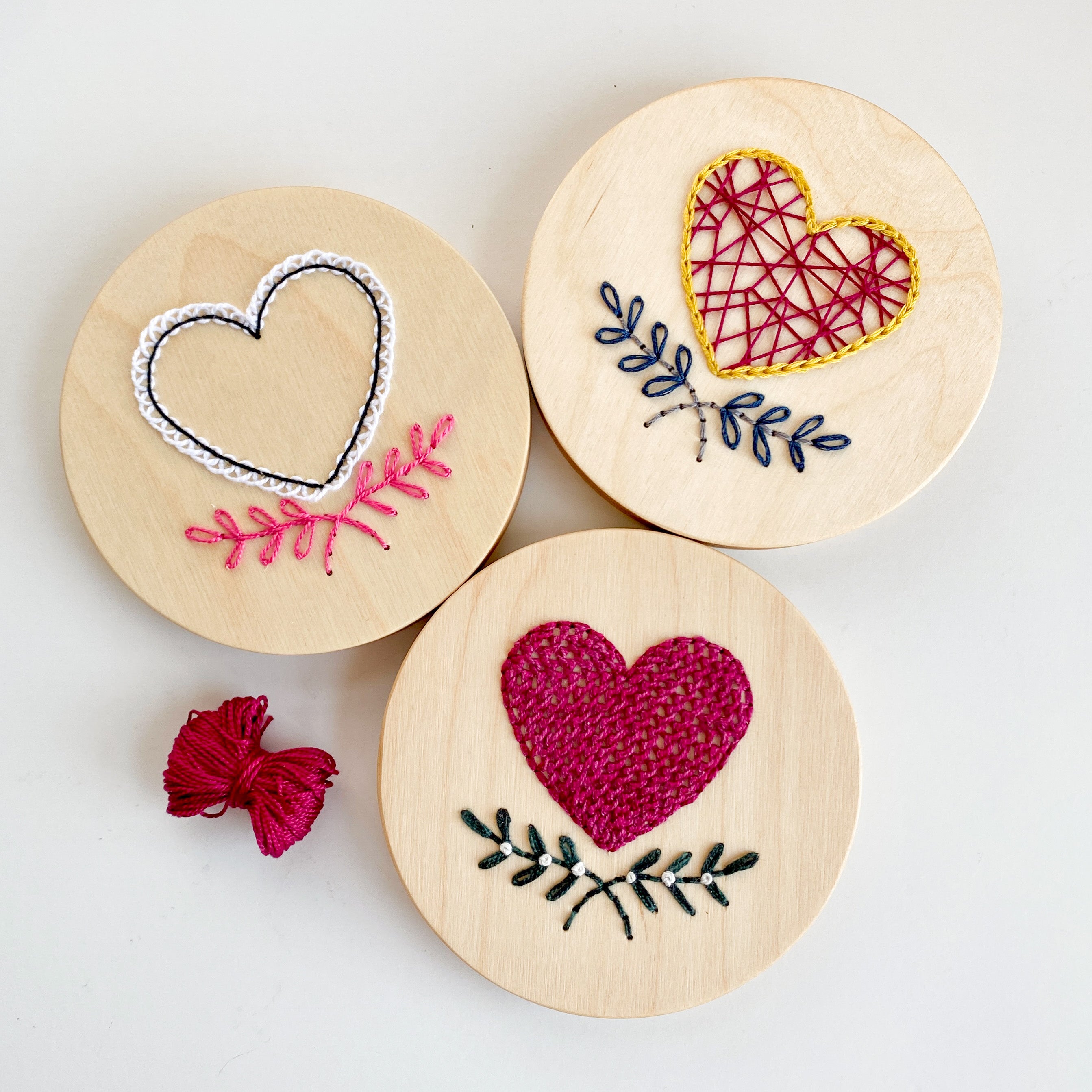 Wood Embroidery Perforated Disc: "Heart"