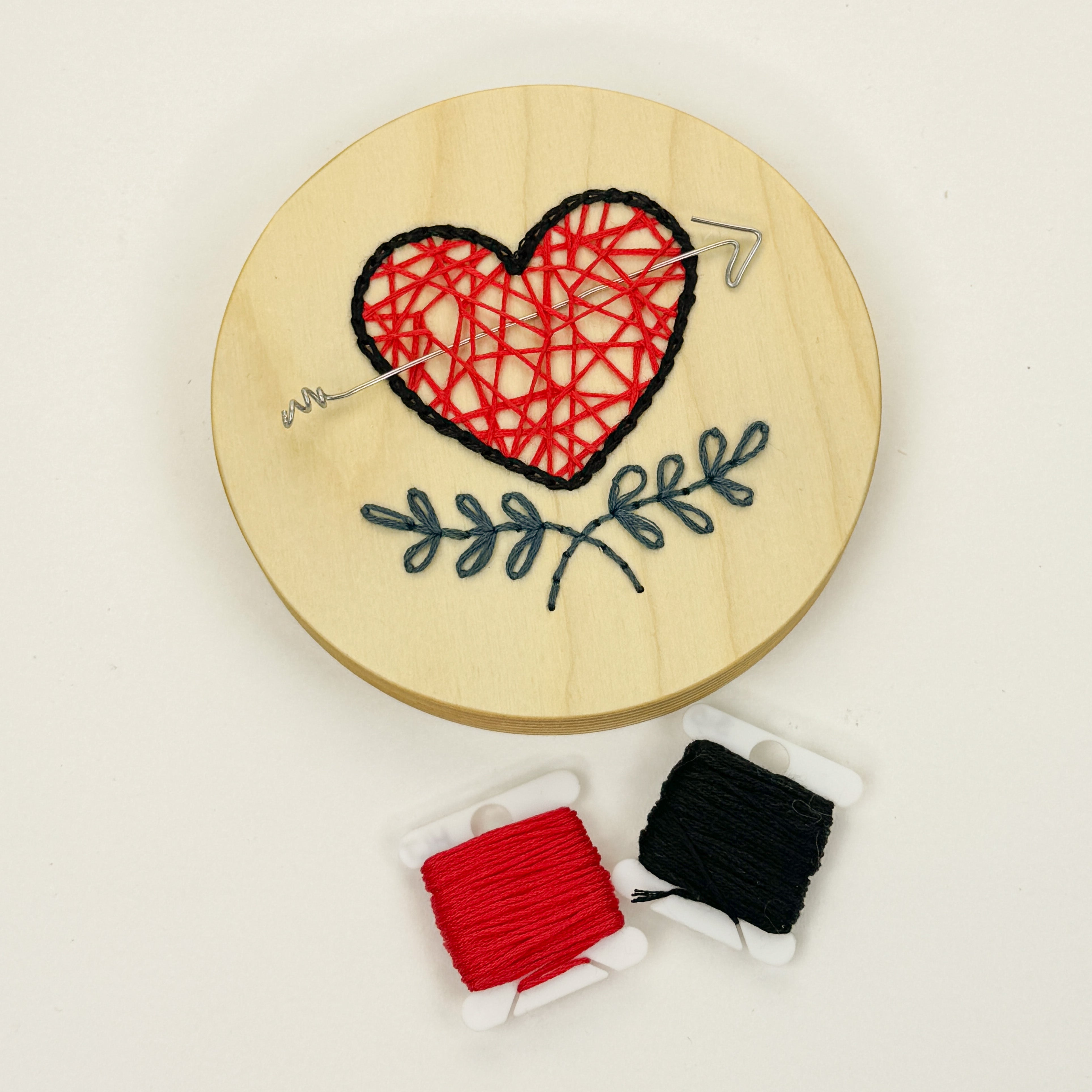 Wood Embroidery Perforated Disc: "Heart"