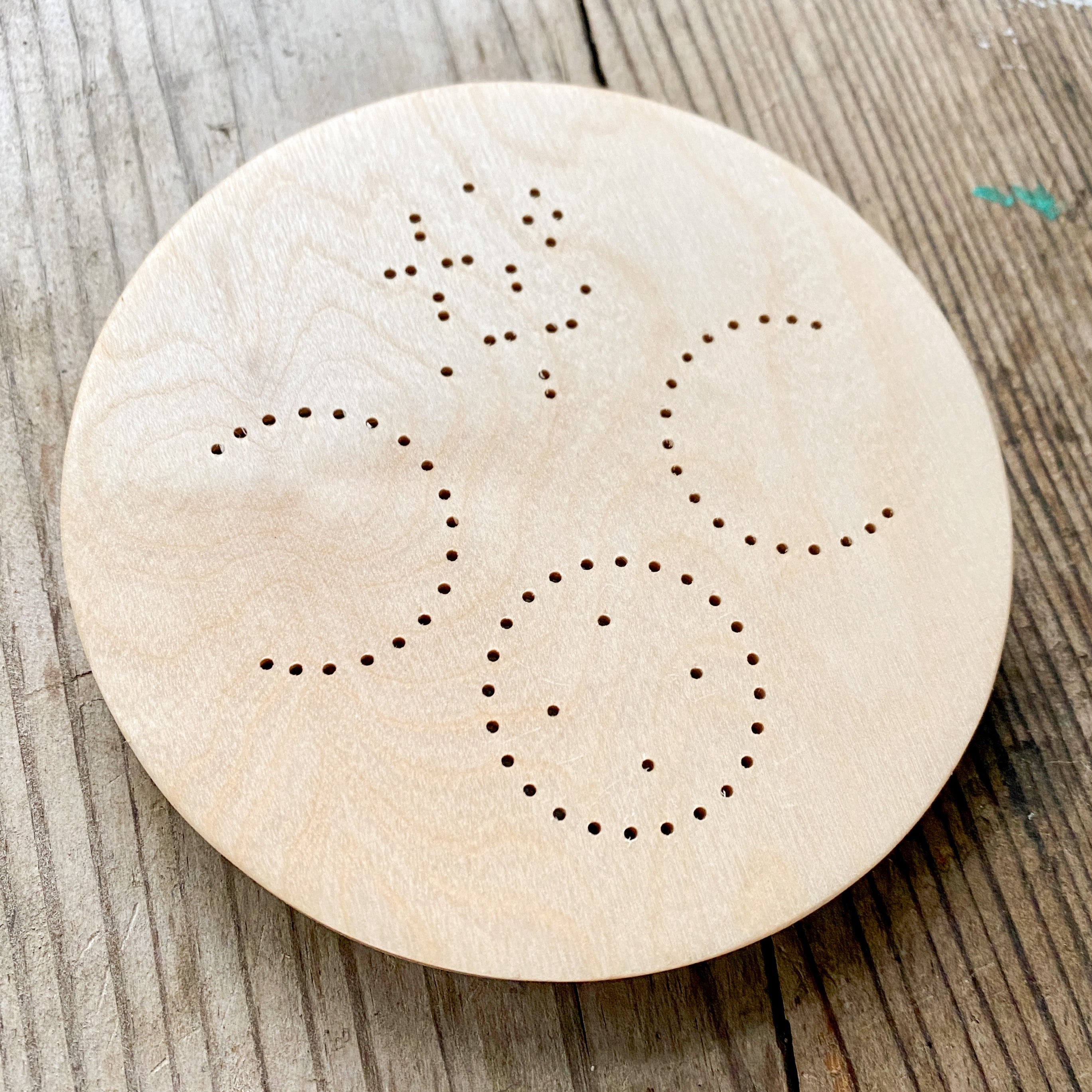 Wood Embroidery Perforated Disc: "Blame it on the Moon"